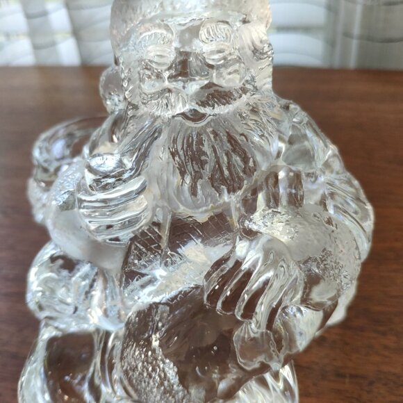 Glass Sitting Santa with Gifts Vintage Candlestick Holder 6" - Picture 4 of 8
